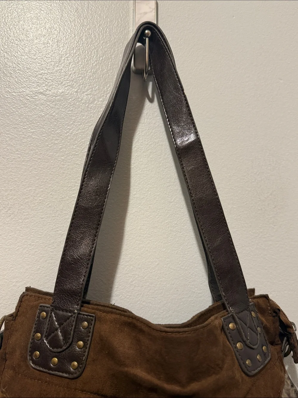 Brown Fur Accent Tote Bag Women's Shoulder Bag